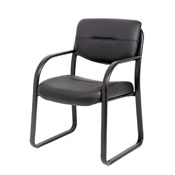 MID-BACK LEATHERPLUS POKER CHAIR ON STURDY STEEL FRAME WITH SLED BASE, B9529